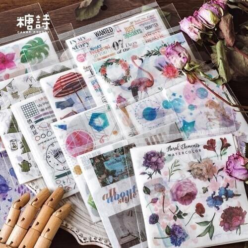 Travel Forest Flower Decorative Stickers Scrapbooking Stick Label Diary Stationery Album Stickers