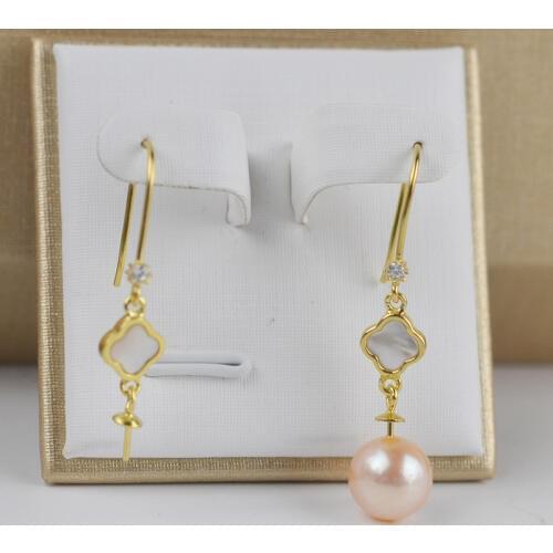 QIAOBEIGE Handmade diy accessories 925 silver shell ear hook 6-13mm pearl empty holder,earrings components for jewelry making