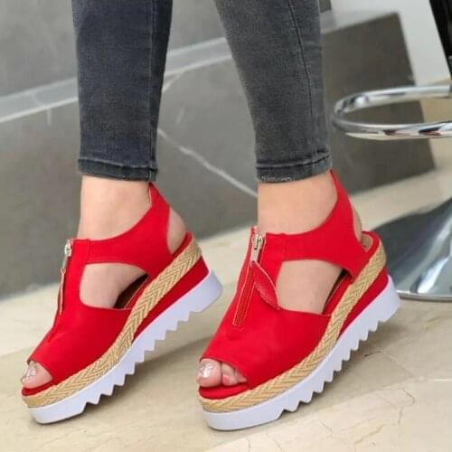 Summer Sandals Women Solid Color Open Toe Casual Ladies Flats Non-Slip Zipper Vintage Female Shoes 2021 Fashion Chaussure Femme