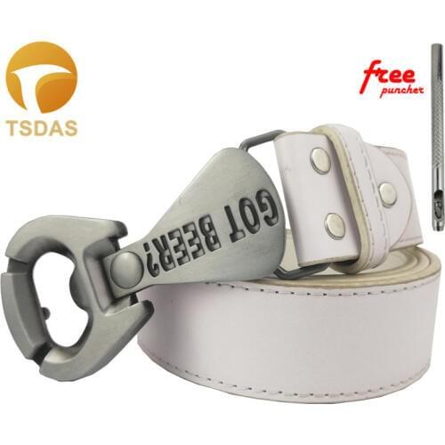 Silver Mens Belt Buckles Open Beer Bottle Opener Belt Buckle with Belt Nice Gifts