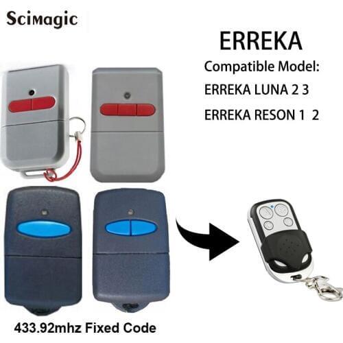 Compatible model ERREKA LUNA2/ERREKA LUNA3/ERREKA RESON1/ERREKA LUNA2 433mhz fixed code Garage door remote control