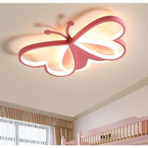 Modern Design Acrylic LED Butterfly Ceiling Lights For Childrens Room Bedroom Nursery Pink Boys And Girls Baby Cute Chandelier