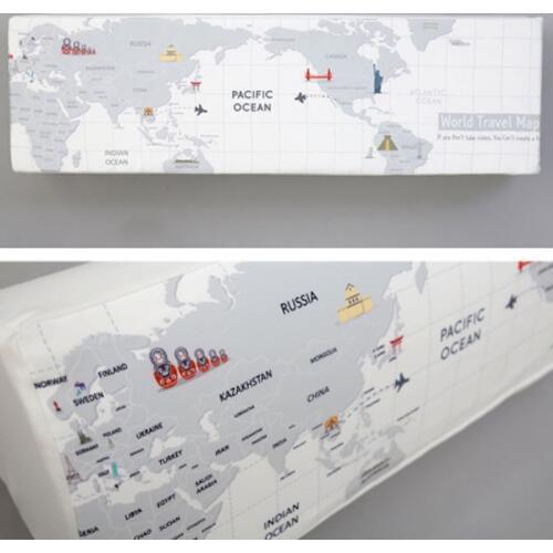 Indoor Air Conditioner Cover Wall Mounted Decorative Hood Embroidery 74 78 81 85 89 95 x 27 x 19cm World Map White Gray