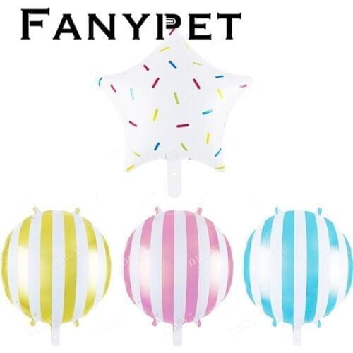 10pcs 18inch Fashion pink blue stripe Foil Balloon Candy donuts Wedding Party Birthday Party Baby Shower Decoration Air globos