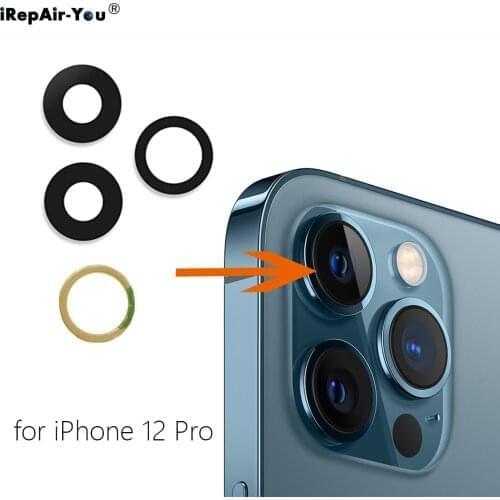 1 set For iPhone 6 6S 7 8 Plus X XR XS Max 11 12 mini Pro Max Back Rear Back Camera Lens Glass Cover + Adhesive Replacement