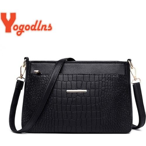 Yogodlns Fashion Alligator Pattern Crossbody Bag Women PU Leather Shoulder Bag Lady Shopping Messenger Bag Mommy Handbag Bolso