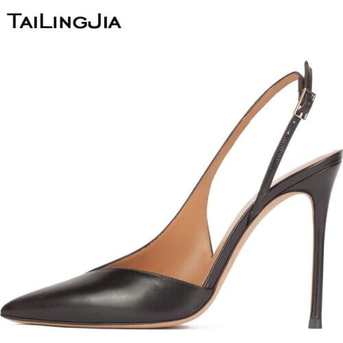 Pointed Toe Black High Heels Elegant Dress Shoes For Women 2021 Woman Pumps Autumn White Wedding Shoes Bride Heeled Slingbacks