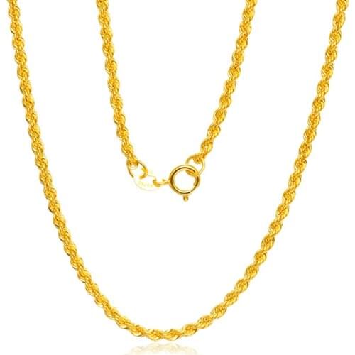 Pure 18K Yellow Gold Necklace Chain AU750 Gold Rope Chain Necklace Women Necklace