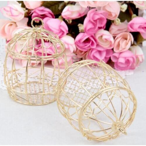 Gold Wedding Favor Box European romantic wrought iron birdcage wedding candy box tin box for Wedding Favors LX4705