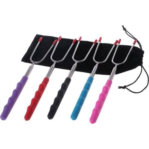 1 Pc Random Delivery Telescoping BBQ Fork Roasting Sticks Marshmallow Hot Dog Smore Skewers Stainless Steel