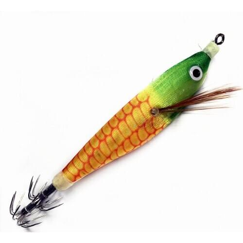 10Pcs Fishing Lure Shrimp Squid Jig Wood Lure Hard Bait Artificial Bait Fishing Wobbler Jigging Lure Octopus Bait