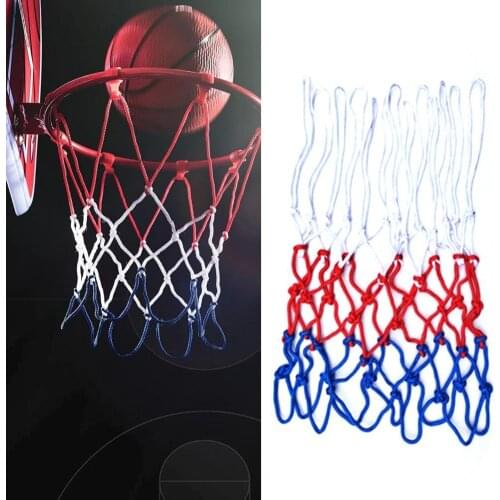 2Pcs 50cm Standard Nylon Basketball Net Rainproof Wear-resistant 13 Buckles Basketball Hoop Mesh Red Blue White Training Net