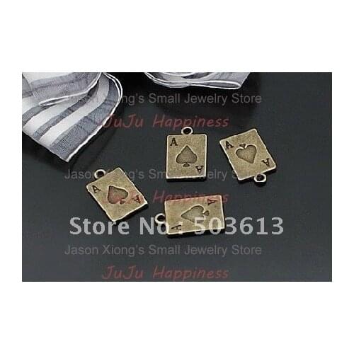 20pcs 17*12mm Alloy Poker Pendant Bronze Plated Playing Card Pendant ap1063
