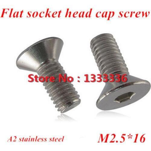 200pcs M2.5*16 DIN7991 Stainless steel Flat (Countersunk) Head Drive Hexagon Socket Cap Screw Bolt