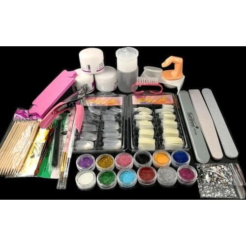 2019 New Professional Nail Art Tool Kit Manicure Acrylic Powder Buffer Sandpaper Brush Finger Separator Nails Clipper Set