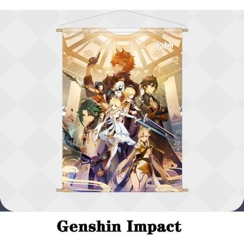 2021 New Style Genshin Impact Decoration Anime Project Cosplay Accessories Zhongli Xiao Pendant Wall Painting 45X60CM Mural Gift
