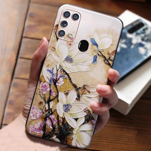3D Phone Case For Samsung Galaxy M31 M51 M31S Prime Cases Cover For Samsung Galaxy M 31 51 31S Prime Case Black Flowers Case