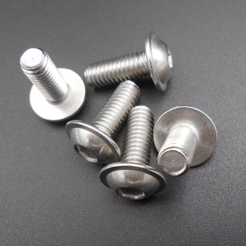 5Pcs/Lot M6 M6X16 A2 304 Stainless Steel Hex Socket Flanged Head Allen Bolt Screw Dia. 6MM L= 16MM 6MMX16MM Hexagonal *AT164X5