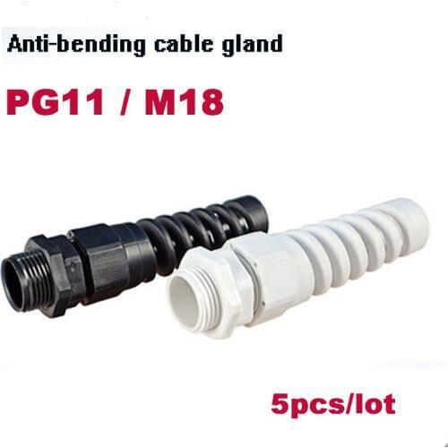 PG11 M18 5pcs Nylon Cable conduit Gland 5-10 thread gland Plastic Flex Spiral Strain Relief cable anti-bending connection