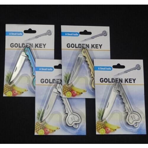 50pcs/lot Mini OK Keychain Fold Knife Portable Key Ring Pocket Fruit Pare Fruit Parcel Letter Open Hang with Cardboard Packing