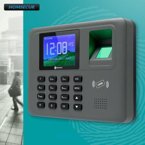 HOMSECUR Biometric Fingerprint Attendance Time Clock With RFID Card Reader +TCP/IP +USB