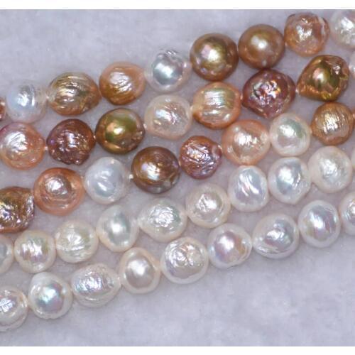 Loose beadswhite multicolor freshwater pearl baroque rebron keshi 10-12mm 14inch for DIY jewelry making FPPJ wholesale