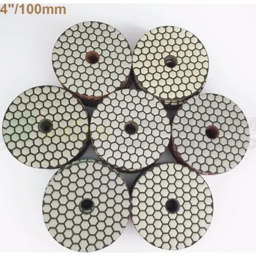 SHDIATOOL 10sets (7pcs/set) Dia100mm/4inches Dry Diamond Polishing Pads 70pcs Resin Bond Diamond Flexible Sanding Disk
