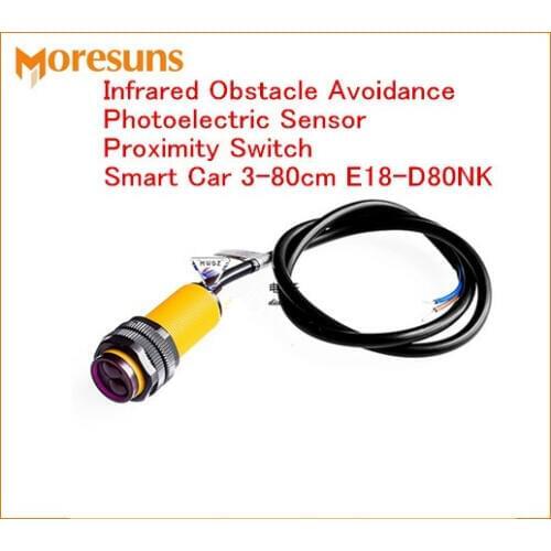 Fast Free Ship 20pcs/lot Infrared Obstacle Avoidance Photoelectric Sensor Proximity Switch Smart Car 3-80cm E18-D80NK Sensor