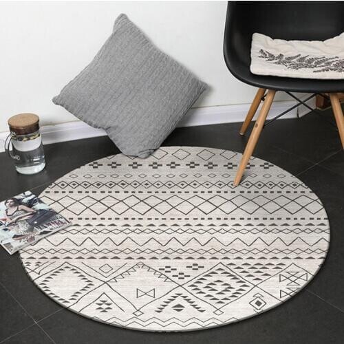 INS Nordic Retro Ethnic Mandala Round Mat Matting Nordic Printed Round Carpet For Livingroom Kids Room Large Area Rug