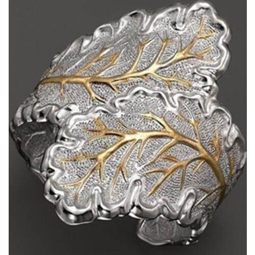 Golden silverColor leaf cross Wave ring Cubic Ring for Female Fashion Popular Wedding Rings for Women Party Wedding Rings bijoux