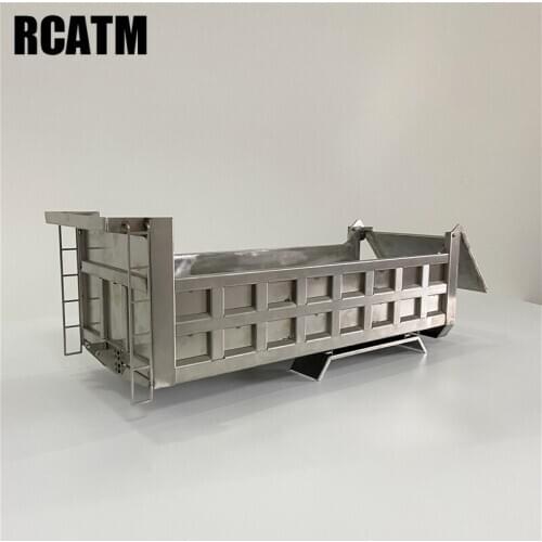 All Metal Stainless Steel 6X6 8X8 Trailer Cargo Bucket for 1/14 Tamiya RC Truck Tipper Dump SCANIA VOLVO AROCS MAN