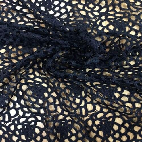 2Yards Black African Embroidery Water Soluble Milk Silk Lace Fabric Polyester Guipure Cord Nigerian Lace Fabric for Sewing