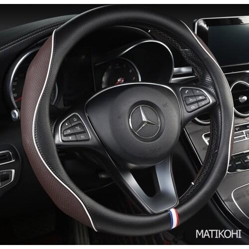 MATIKOHI Carbon Fiber Leather Car Steering Wheel Cover For Fiat 500 500X Ducato Grande Punto Tipo Panda Freemont Bravo Stilo