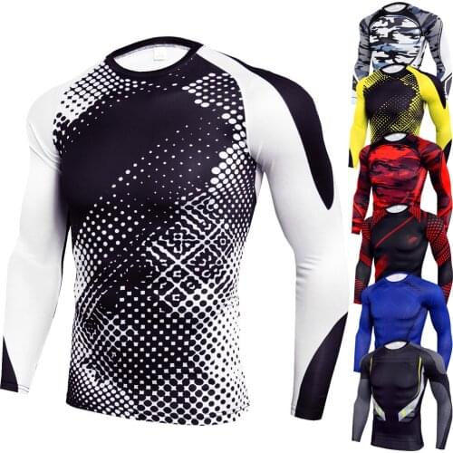 Men Quick Dry Compression Running Shirt Long Sleeve Sport Tshirt Fitness Gym Tight Clothing Training Jogging Shirts Workout Top