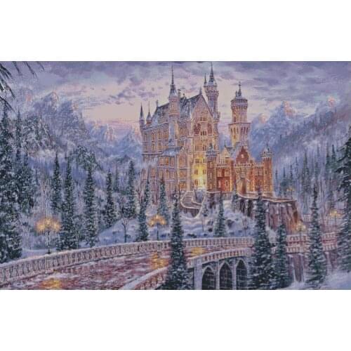 Bridge in winter, Super Big,100% Cotton,Branded Needles, for Advanced ,550x335 stitch,98x60cm,Cotton Super Big Cross Stitch Kits