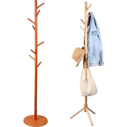 Floor beech simple clothes rack, household living room wooden hanger, removable solid wood coat rack