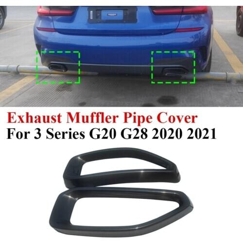 Stainless Steel Car Rear Exhaust Muffler Pipe Cover Trim Tail Throat Frame for-BMW 3 Series G20 G28 2020 2021