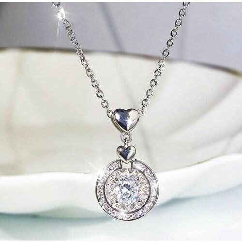 2021New Korea Fashion Luxury Round Shape Necklace for Women Engagement Anniversary Gift for Female Mothers Day Gift for Mom