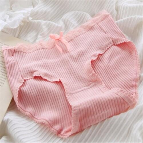 New 4Pcs/Lot Girl Panties Underwear Lace Briefs Cotton Lingerie Soft Comfortable Bowknot Cartoon Panty Wholesale 974-4