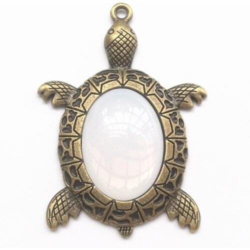 SIXTY TOWFISH 4 Colors 5 Pieces Antique Bronze Metal Charms Pendants 18*25mm Acrylic Opal Beads Settings DIY Necklaces Jewelry