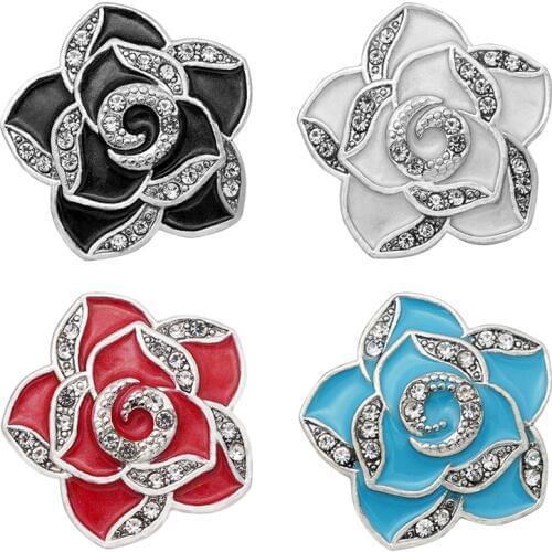 KZ3328 New Beauty Oil flower Rose Crystal 20mm snap buttons fit DIY 18mm snap jewelry fittings wholesale