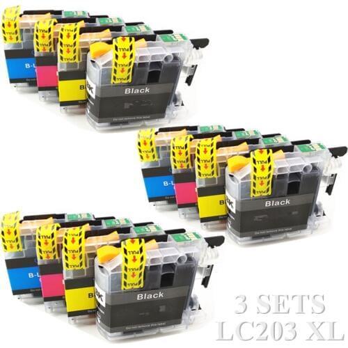 12X Compatible Ink cartridge For Brother LC203 LC-203 , For Brother MFC-J885DW / J460DW / J480DW / J485DW / J6800DW etc
