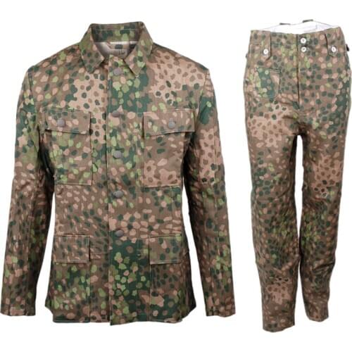 Tomwang2012. WWII WW2 GERMAN ELITE LINEN HBT DOT 44 M43 FIELD MILITARY UNIFORM TUNIC AND TROUSERS SET WAR REENACTMENTS