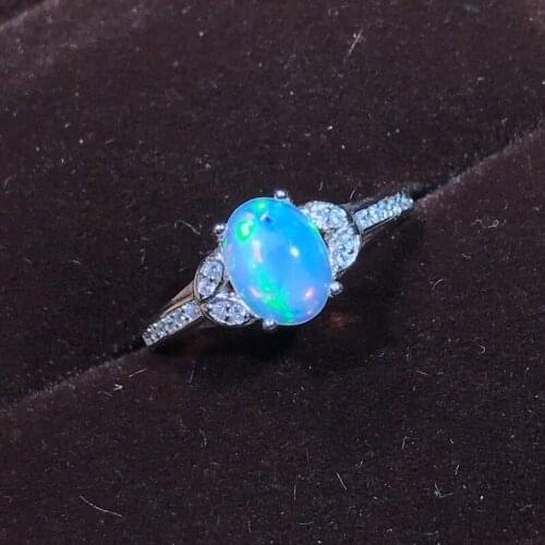 Natural Opal Ring for Women Anniversary Gift 6*8MM Colorful Gemstones Fine Jewelry Real 925 Sterling Silver, Box Offered FM2574