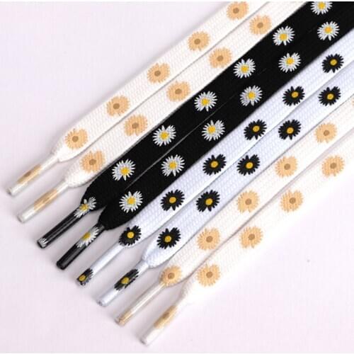 1pair Little Daisies Shoelaces Cartoon Printing Unisex Flat Shoe Laces High-top Canvas Sneakers Shoelace AF1 Off White Shoelaces