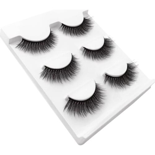 3 Pairs 9mm Handmade Natural Thick Long Cross False Fake Eyelash Eye Lashes