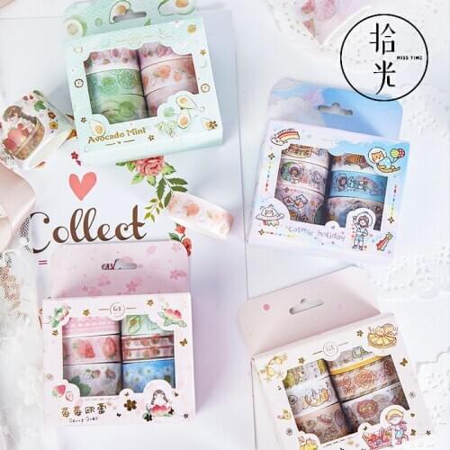 8 Rolls/Set Bullet Journal Washi Tape Set Vintage Ice Fruit Series DIY Scrapbook Diary Planner Girls School Stationery Stickers