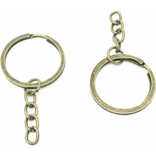Sweet Bell 30 pcs/lot Key Ring Key Chain Antique bronze Color 55mm long Round Split keychain wholesale 14B1676