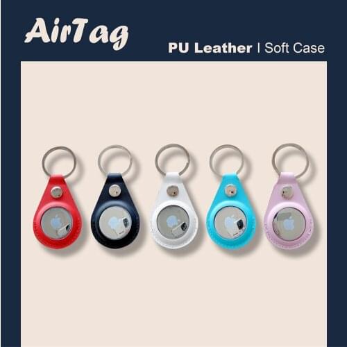 For Apple Airtags Case Luxury Leather Keychain Protective Pet Dog For Airtag Tracker Locator Device Anti-lost For Airtag Case