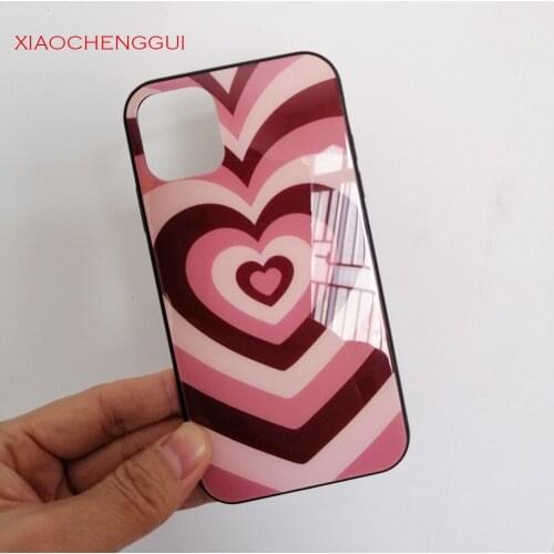 Tempered glass Phone Case Cover For iPhone 6 6S 7 8 Plus 5 5S SE X XS XR 11 12 MINI PRO MAX SE2020 Latte Love Coffee Heart
